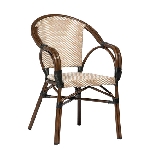 Eurostyle Ivan Stackable Outdoor Textilene Armchairs, Set of 2, Tan White
