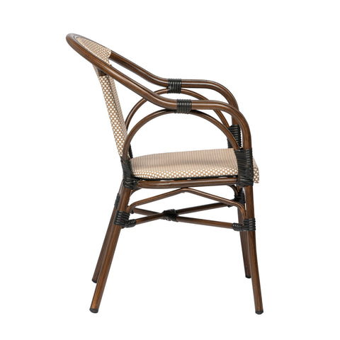 Eurostyle Ivan Stackable Outdoor Textilene Armchairs, Set of 2, Tan White