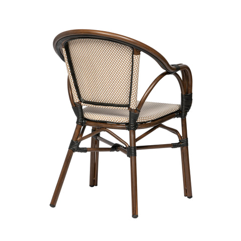 Eurostyle Ivan Stackable Outdoor Textilene Armchairs, Set of 2, Tan White
