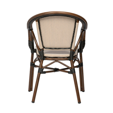 Eurostyle Ivan Stackable Outdoor Textilene Armchairs, Set of 2, Tan White