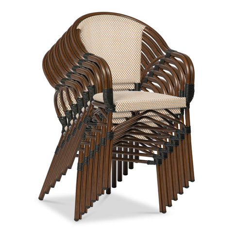 Eurostyle Ivan Stackable Outdoor Textilene Armchairs, Set of 2, Tan White