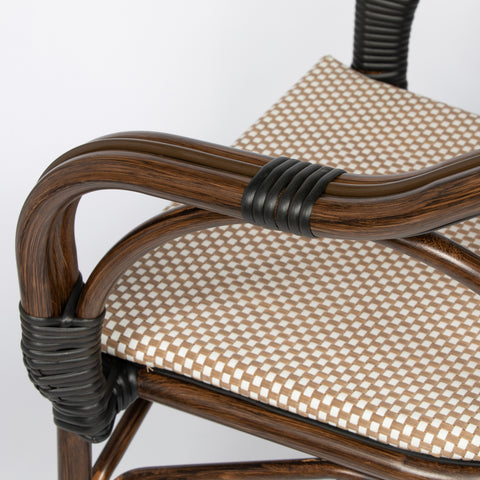 Eurostyle Ivan Stackable Outdoor Textilene Armchairs, Set of 2, Tan White