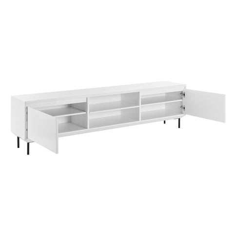 Eurostyle Saga 79 Inch Media Stand with Cabinets and Shelves, Matte White