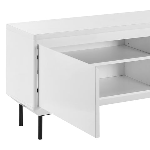 Eurostyle Saga 79 Inch Media Stand with Cabinets and Shelves, Matte White