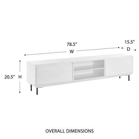 Eurostyle Saga 79 Inch Media Stand with Cabinets and Shelves, Matte White