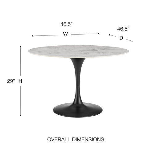 High Gloss White/Matte Black / 47 Round Coffee Table