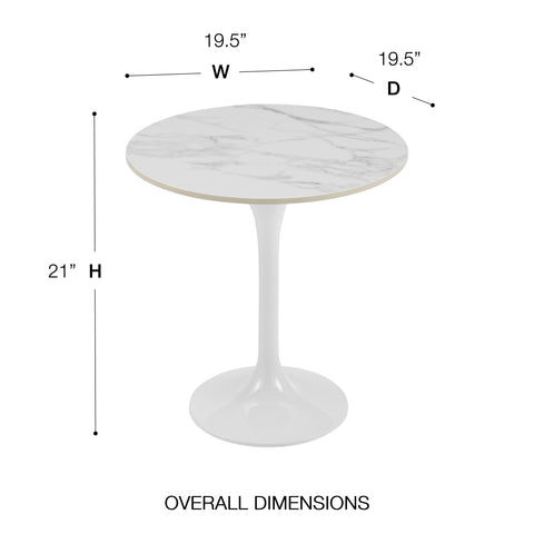 High Gloss White Ceramic/High Gloss White / 20 Round Side Table