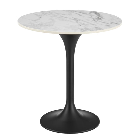 High Gloss White Ceramic/Matte Black / 20 Round Side Table