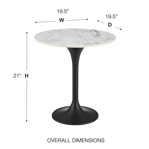 High Gloss White Ceramic/Matte Black / 20 Round Side Table