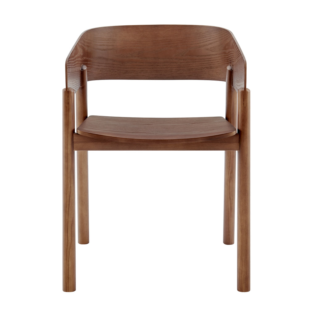 Euro Style Blaise Bentwood Dining Armchair, Solid Ash Wood, Walnut Finish