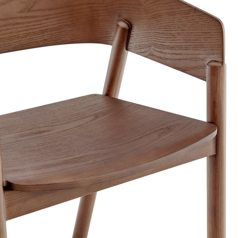 Euro Style Blaise Bentwood Dining Armchair, Solid Ash Wood, Walnut Finish