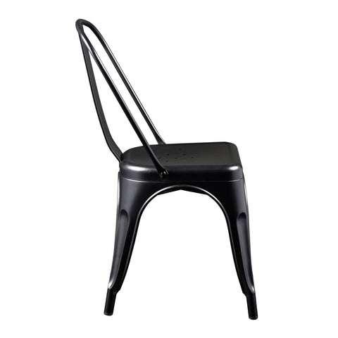 Eurostyle Corsair Stackable Steel Dining Chairs, Set of 4, Black, 14-High