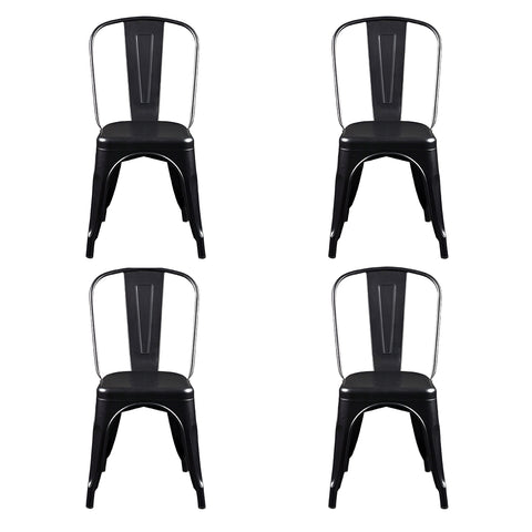 Eurostyle Corsair Stackable Steel Dining Chairs, Set of 4, Black, 14-High