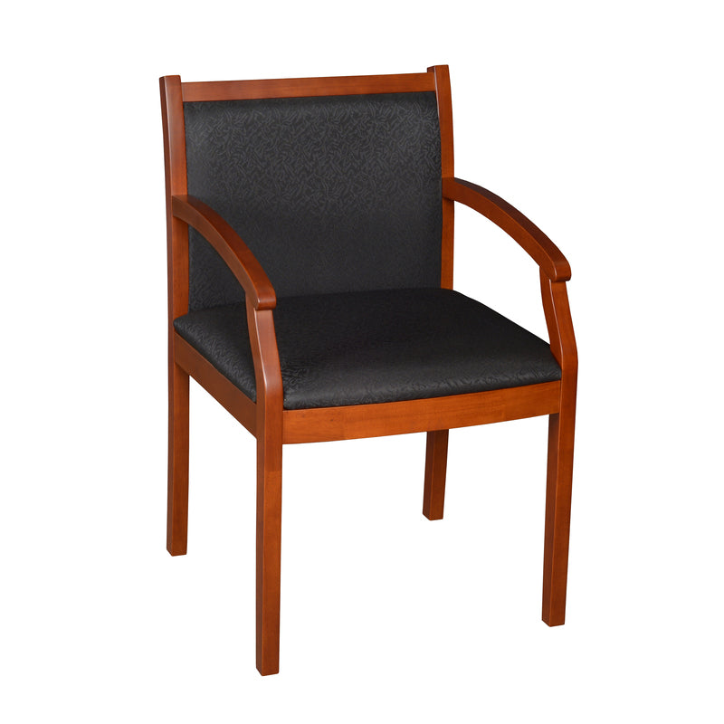 Regent WallGuard Guest & Reception Waiting Room Wood Side Chair - Noble Oak / Black Vinyl