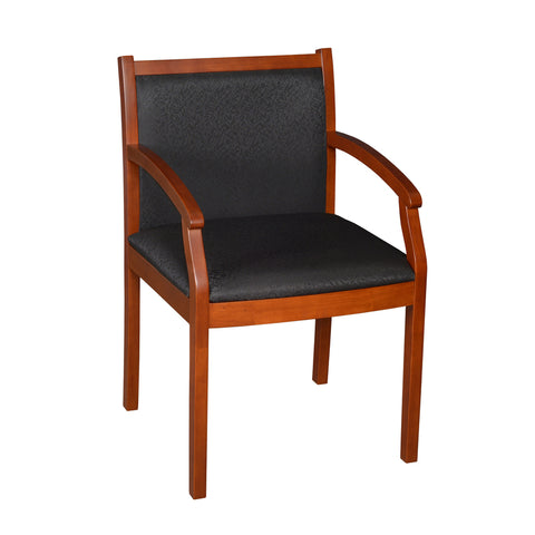 Regent WallGuard Guest & Reception Waiting Room Wood Side Chair - Noble Oak / Black Vinyl