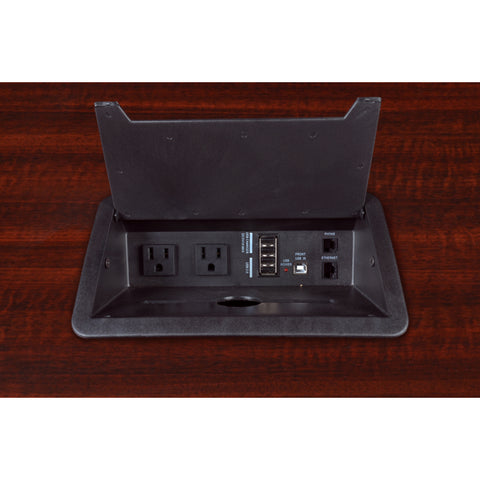 Regency Legacy 4 ft Racetrack Laminate Conference Table Extention with a Charging Port, Durable Construction, Scratch-Resistant Surface, and Modern Design for Professional Office Workspaces - Mahogany