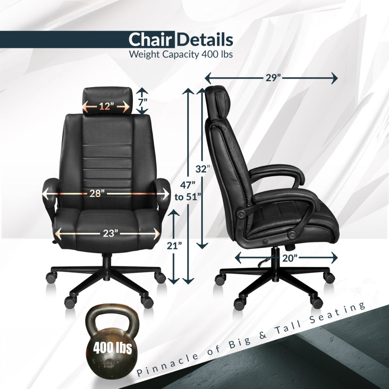 Romig DuraForce Big & Tall Executive Office Chair – Ergonomic Office Chair with Adjustable Height for Larger Users
