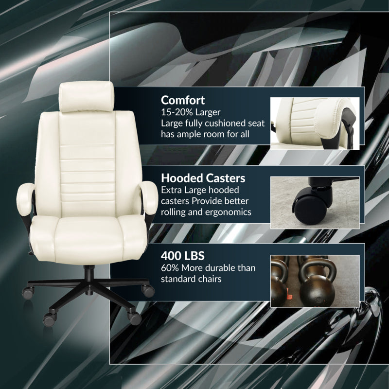 Romig DuraForce Big & Tall Executive Office Chair – Ergonomic Office Chair with Adjustable Height for Larger Users