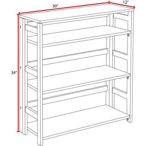 Mocha Walnut / 34 x 30 3-Shelf Rectangle
