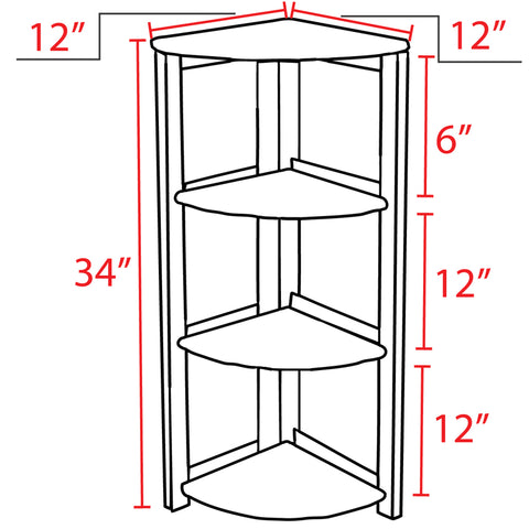 White / 34 x 12 3-Shelf Corner