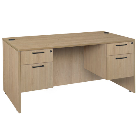 Romig Legacy Office Desk with Double Pedestal Drawer, Durable Laminate, Scratch-Resistant Surface, Spacious Workspace for Home, Professional, and Executive Offices