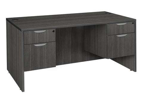 Romig Legacy Office Desk with Double Pedestal Drawer, Durable Laminate, Scratch-Resistant Surface, Spacious Workspace for Home, Professional, and Executive Offices