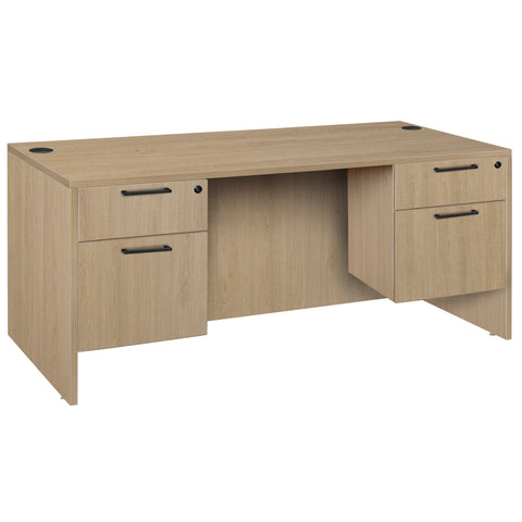 Romig Legacy Office Desk with Double Pedestal Drawer, Durable Laminate, Scratch-Resistant Surface, Spacious Workspace for Home, Professional, and Executive Offices
