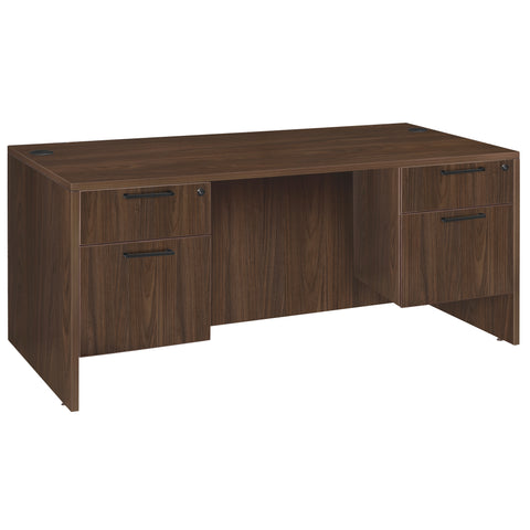 Romig Legacy Office Desk with Double Pedestal Drawer, Durable Laminate, Scratch-Resistant Surface, Spacious Workspace for Home, Professional, and Executive Offices