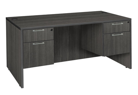 Romig Legacy Office Desk with Double Pedestal Drawer, Durable Laminate, Scratch-Resistant Surface, Spacious Workspace for Home, Professional, and Executive Offices