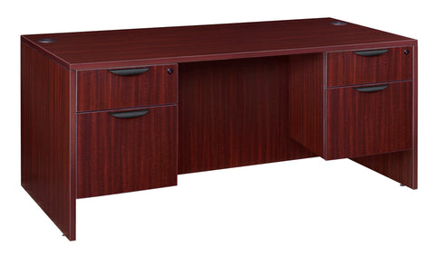 Romig Legacy Office Desk with Double Pedestal Drawer, Durable Laminate, Scratch-Resistant Surface, Spacious Workspace for Home, Professional, and Executive Offices