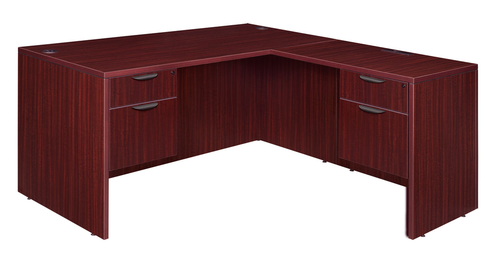 Regency Legacy L-Shaped Office Desk with Double Pedestal Drawer Unit, Durable Laminate, Scratch-Resistant Surface, and Spacious Design for Home and Professional Offices