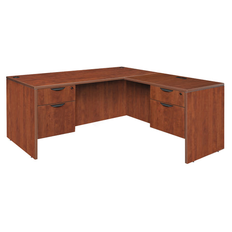 Regency Legacy L-Shaped Office Desk with Double Pedestal Drawer Unit, Durable Laminate, Scratch-Resistant Surface, and Spacious Design for Home and Professional Offices