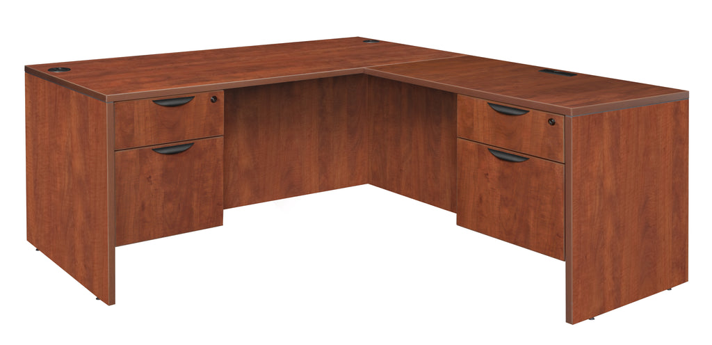 Regency Legacy L-Shaped Office Desk with Double Pedestal Drawer Unit, Durable Laminate, Scratch-Resistant Surface, and Spacious Design for Home and Professional Offices