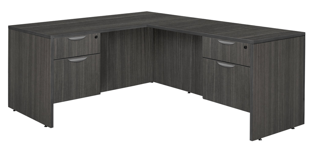 Regency Legacy L-Shaped Office Desk with Double Pedestal Drawer Unit, Durable Laminate, Scratch-Resistant Surface, and Spacious Design for Home and Professional Offices