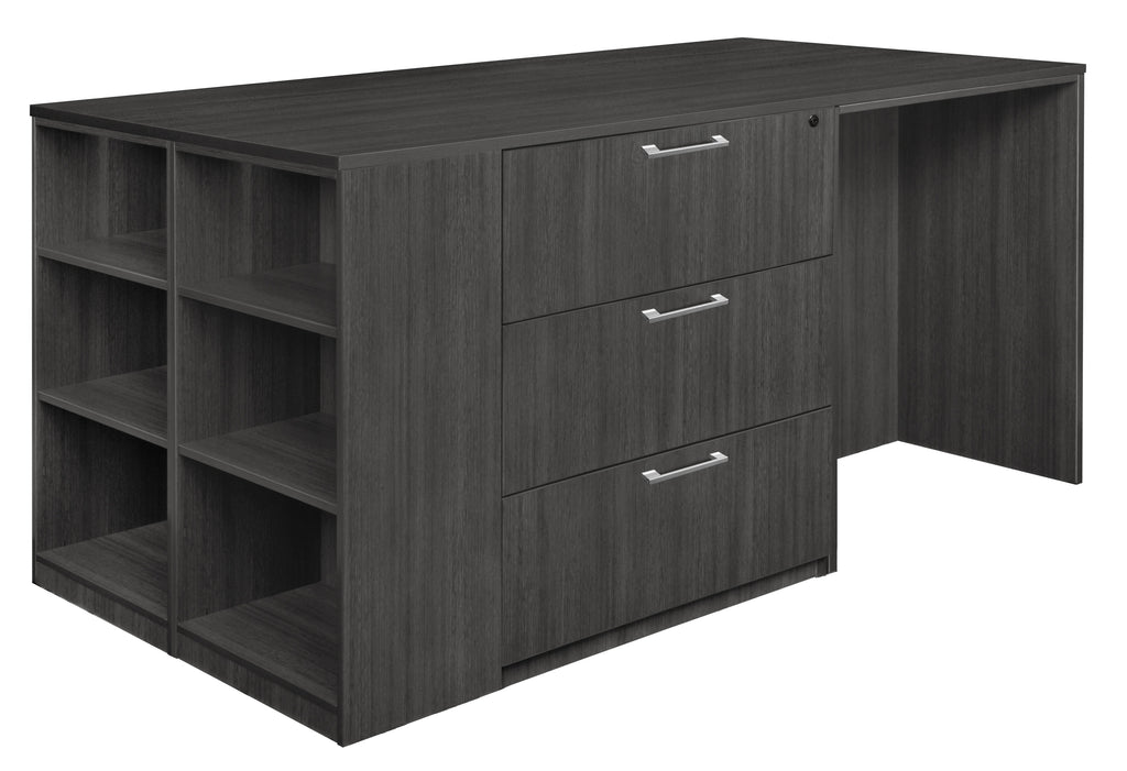 Regency Legacy Stand Up 2 Lateral File/ 2 Desk Quad with Bookcase End