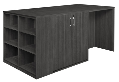 Regency Legacy Stand Up 2 Storage Cabinet/ 2 Desk Quad with Bookcase End