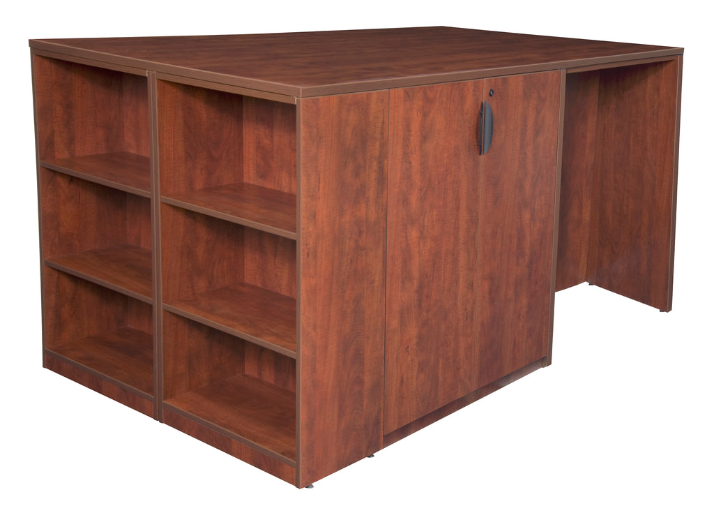 Regency Legacy Stand Up Storage Cabinet/ 3 Desk Quad with Bookcase End