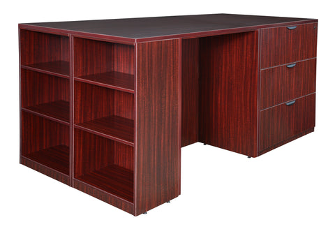 Regency Legacy Stand Up Desk/ 3 Lateral File Quad with Bookcase End