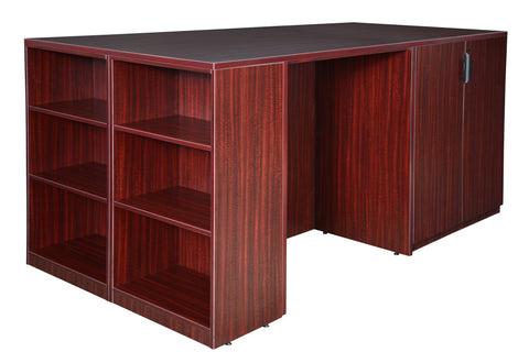 Regency Legacy Stand Up Desk/ 3 Storage Cabinet Quad with Bookcase End
