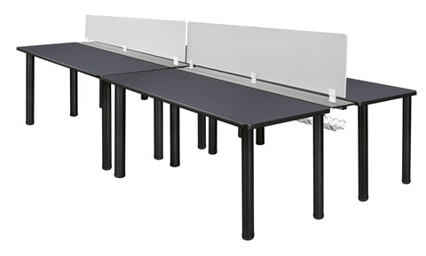 Regency Kee 60 x 24 in. 4 Person Workstation Desk with Privacy Divider