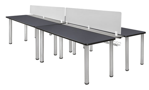 Regency Kee 60 x 24 in. 4 Person Workstation Desk with Privacy Divider