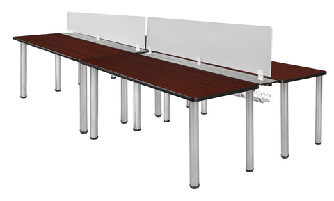 Regency Kee 60 x 24 in. 4 Person Workstation Desk with Privacy Divider