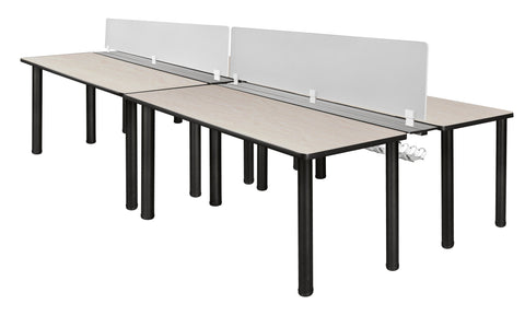 Regency Kee 60 x 24 in. 4 Person Workstation Desk with Privacy Divider