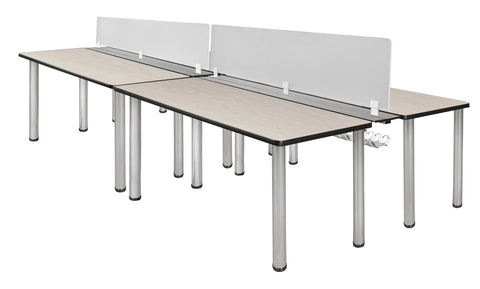 Regency Kee 60 x 24 in. 4 Person Workstation Desk with Privacy Divider