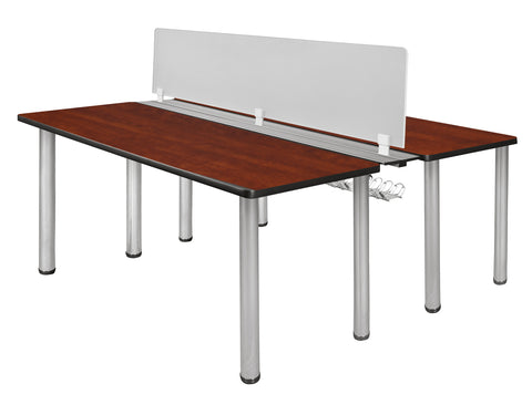 Regency Kee 66 x 24 in. 2 Person Workstation Desk with Privacy Divider