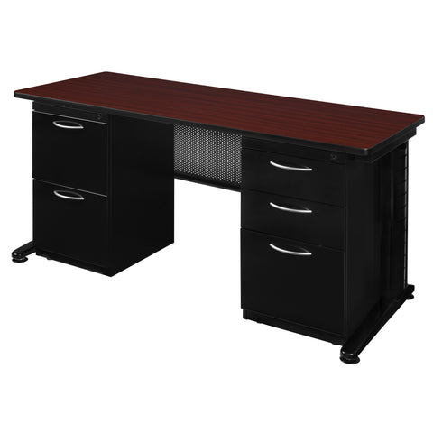Regency Fusion 60 x 24 in. Teachers Desk with Double Pedestal Drawer Unit
