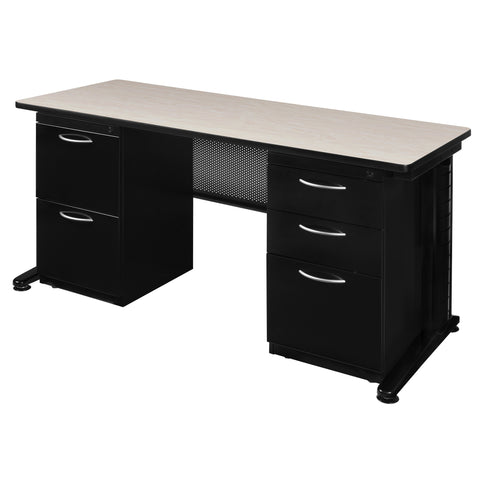 Regency Fusion 60 x 24 in. Teachers Desk with Double Pedestal Drawer Unit