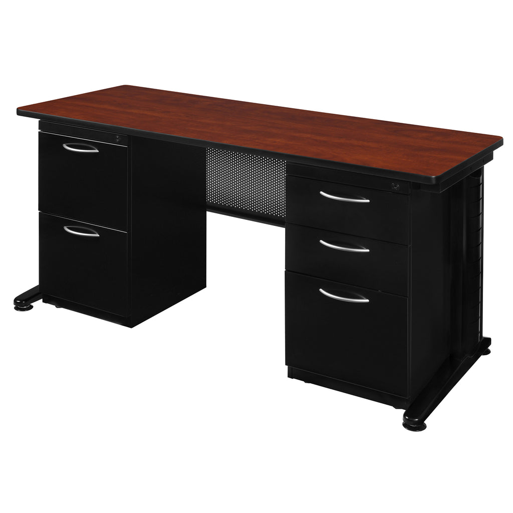 Regency Fusion 66 x 24 in. Teachers Desk with Double Pedestal Drawer Unit