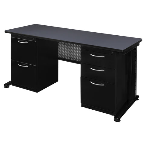 Regency Fusion 66 x 24 in. Teachers Desk with Double Pedestal Drawer Unit