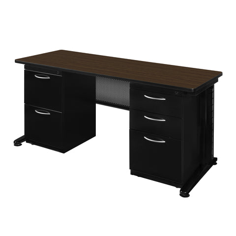 Regency Fusion 60 x 24 in. Teachers Desk with Double Pedestal Drawer Unit